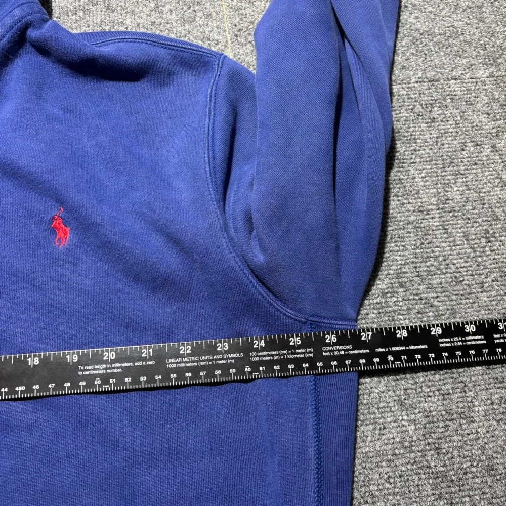 Polo Ralph Lauren Mens XXL Blue Full Zip Thermal Distress Lined Hoodie Faded